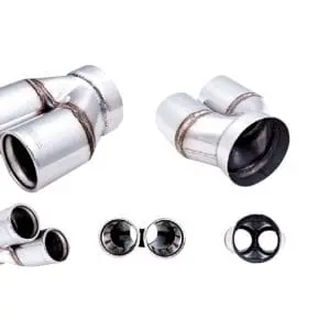 Twin 80mm Round Staggered Tip 3.5" Inlet